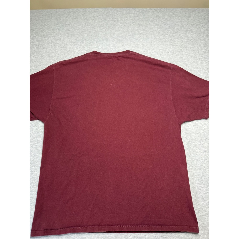 🍁Champion Mens XL Maroon Burgundy Script Logo Short Sleeve Cotton T-Shirt - Picture 5 of 7